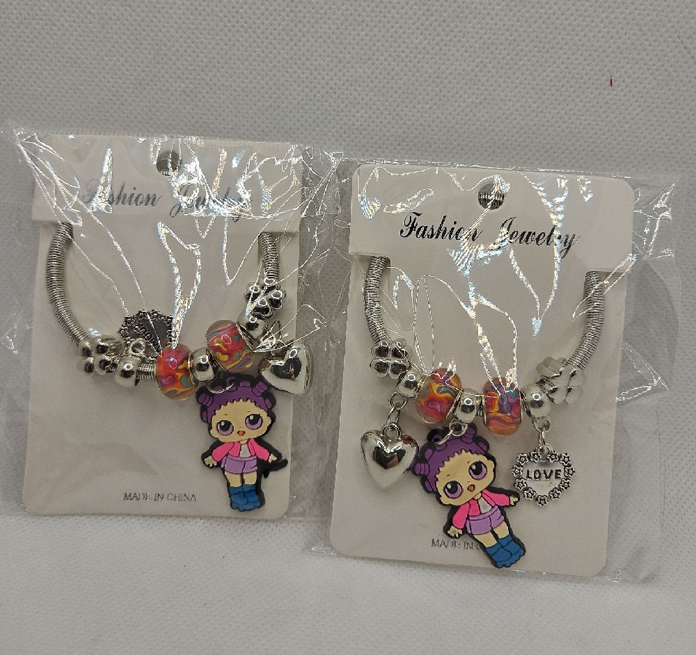 Kids Fashion Jewelry Bracelet Set - Silver and Pink